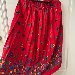 Vintage Leslie Fay Floral Red Skirt